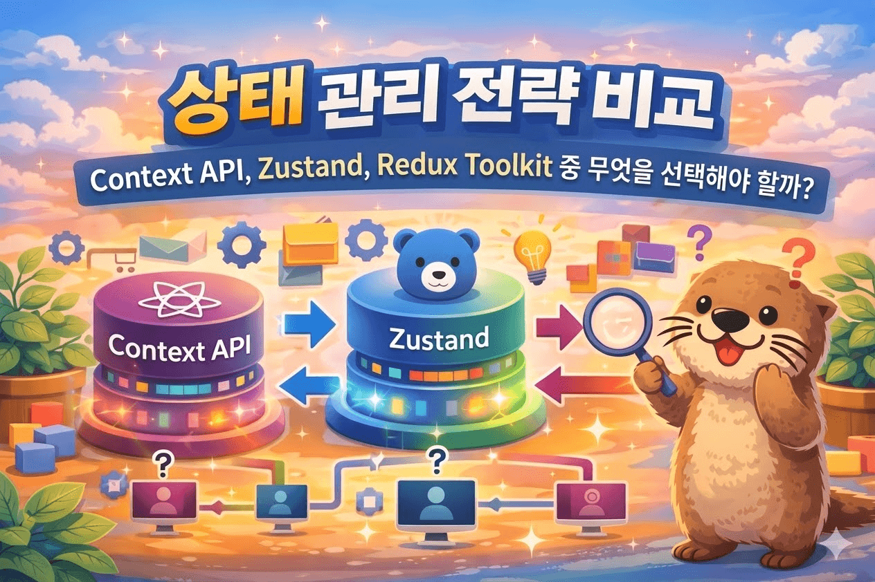 상태 관리 전략 비교 - Context API, Zustand, Redux Toolkit 중 무엇을 선택해야 할까? 대표 이미지